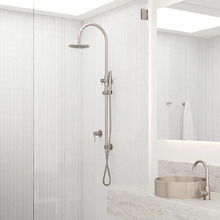Round Gooseneck 200mm Twin Shower With Single Function Hand Shower